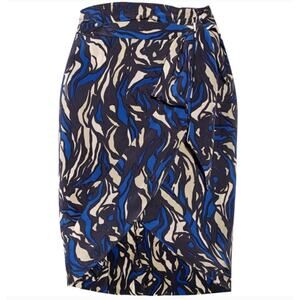 ISABEL MARANT ETOILE Blue Patterned Silk Wrap Mini Skirt‎ Women's Size 34 US XS